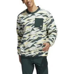 ADIDAS Texture Print Crewneck -Shoes Sales Store adidas texture print crewneck linen green almost yellow 01 35608.1673903747