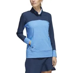 ADIDAS Women's Colorblock Quarter Snap Jacket -Shoes Sales Store adidas womens colorblock quarter snap jacket blue rush 01 16480.1676583506