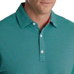 FootJoy Feeder Stripe Mix Stretch Pique Self Collar Polo -Shoes Sales Store footjoy feeder stripe mix stretch pique self collar polo navy sea green 03 88271.1673902056
