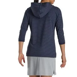 FootJoy Women's 3/4 Sleeve Pinstripe Hoodie -Shoes Sales Store footjoy womens 3 4 sleeve pinstripe hoodie navy 03 14953.1633109315