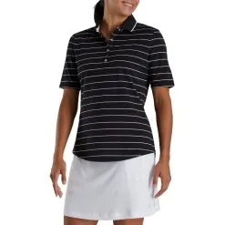 FootJoy Women's Pique Pinstripe Half Sleeve Polo -Shoes Sales Store footjoy womens pique pinstripe half sleeve polo black 01 31064.1673904274