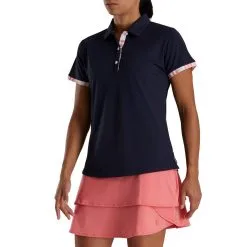 FootJoy Women's Watercolor Trim Polo -Shoes Sales Store footjoy womens watercolor trim polo navy 02 95127.1676587412