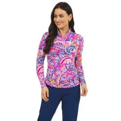 IBKUL Aubrey Print Long Sleeve Mock Neck