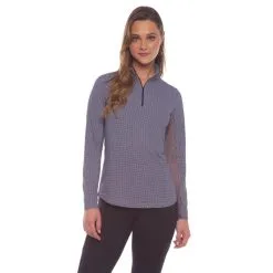 IBKUL Mini Check Long Sleeve Zip Mock -Shoes Sales Store ibkul mini check long sleeve zip mock black 01 72750.1676587116